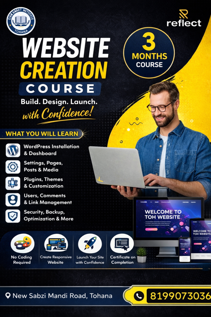 website creation course promotional poster